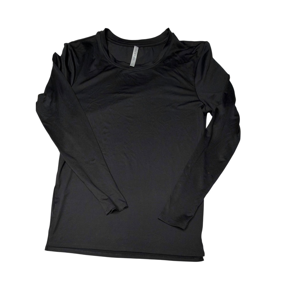 Fabletics Luxe Long Sleeve Active Top Black Crew Neck Workout Shirt Womens M T9